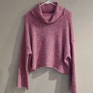Sincerely Jules‎ women's medium pink cowl neck crop oversized sweater